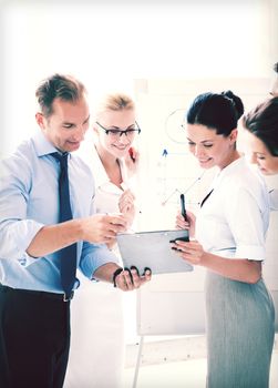 friendly business team having discussion in office