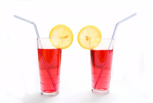 Cold drinks on isolated background.