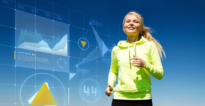 fitness and lifestyle concept - female runner jogging outdoors