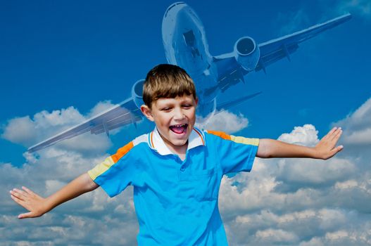 A boy plays in the pilot represent that it is the pilot of the aircraft
