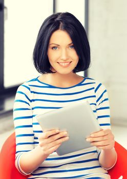 picture of happy teenage girl with tablet pc computer