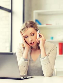 bright picture of businesswoman with cell phone