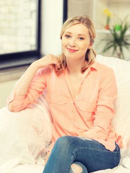 bright picture of happy and smiling woman