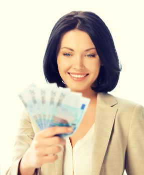 bright picture of lovely woman with euro cash money