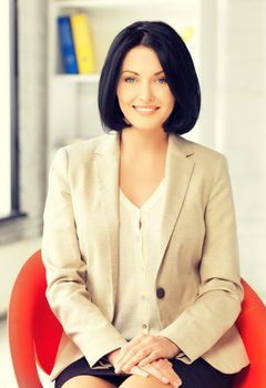 bright picture of happy and smiling woman