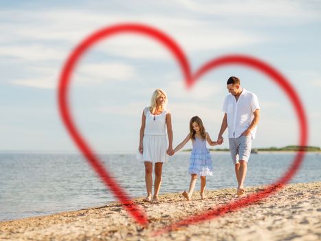 summer holidays, children, family and people concept - happy family at the seaside