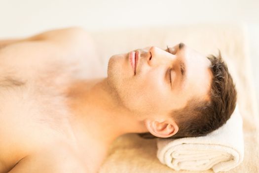 close up of man face in spa salon