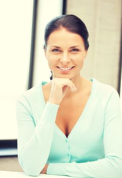 bright picture of happy and smiling woman