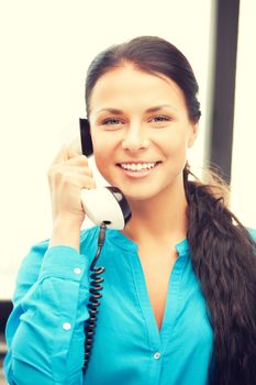 bright picture of happy woman with phone