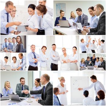 success concept - collage with many business people