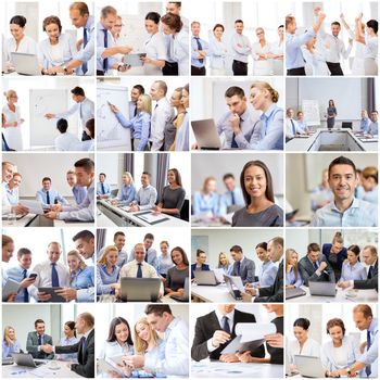 success concept - collage with many business people