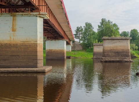 old and new road bridge across the river