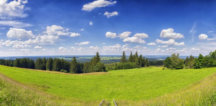 Panorama image of landscape in Peissenberg, Bavaria, Germany