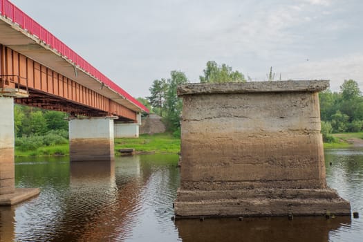new and old road bridge across the river