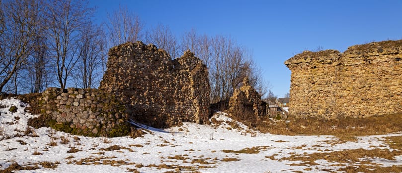   ruins of the fortress located in the village of Krevo, Belarus