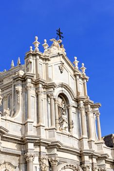 Piazza del Duomo in Catania and the Cathedral of Santa Agatha in Catania in Sicily, Italy