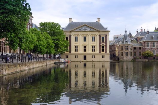 The Hague, Netherlands - May 8, 2015: People visit Mauritshuis Museum in The Hague, Netherlands.The museum houses the Royal Cabinet of Paintings which consists of 841 objects, mostly Dutch Golden Age paintings.