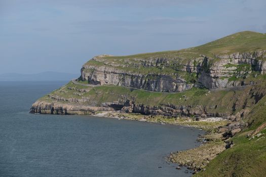A view of the sea cliffs of Pen Trwyn, Great Orme, Clwyd, Wales, UK.