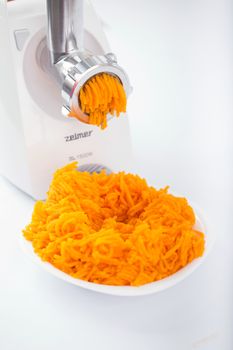 Pumpkin miced with an electrical grinder