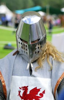 Knight's helmet in medieval style.