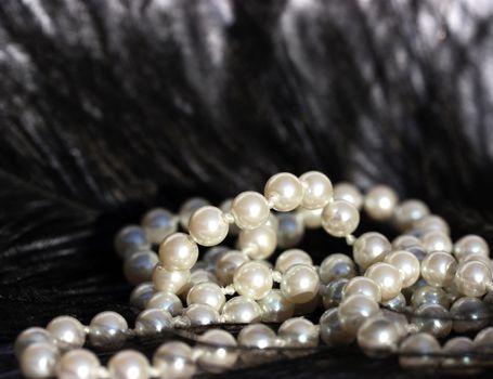 White Pearls on Black Feather