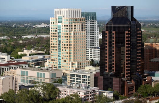 Aerial view of Sacramento California downtown