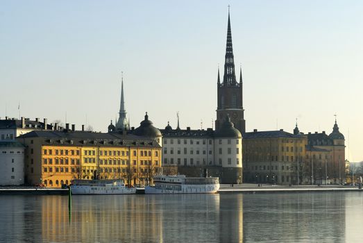 Stockholm embankment with boats