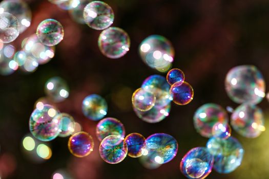 The rainbow bubbles from the bubble blower