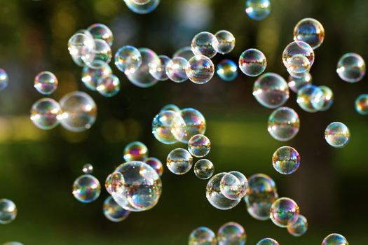 The rainbow bubbles from the bubble blower