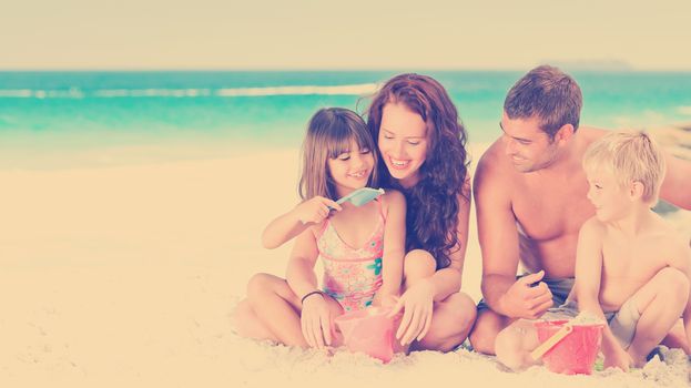 Portrait of a family at the beach