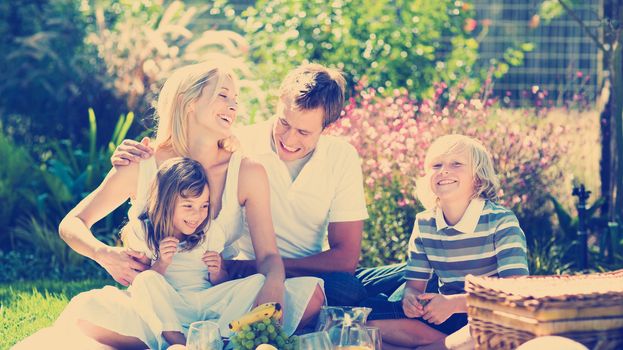 Happy family having a picnic