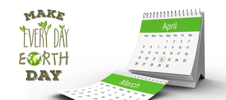 April calendar against earth day graphic