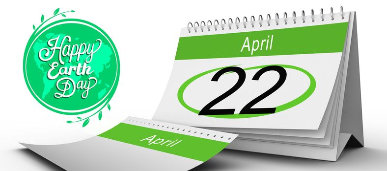 April calendar against earth day graphic