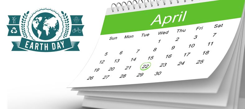 April calendar against earth day graphic
