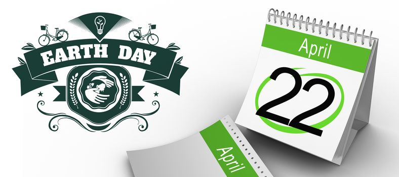 April calendar against earth day graphic