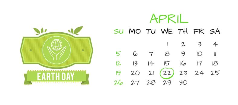 april calendar against earth day graphic