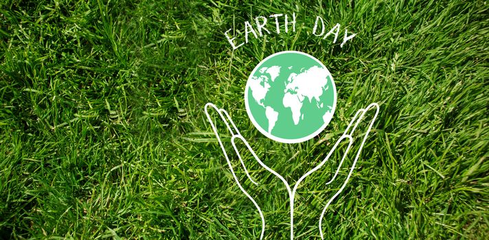 Earth Day Graphic against grass background