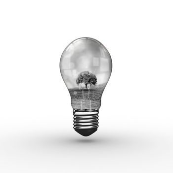 Empty light bulb against grey background 