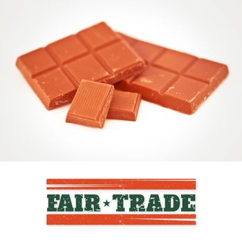 Fair Trade graphic against two bars of chocolate