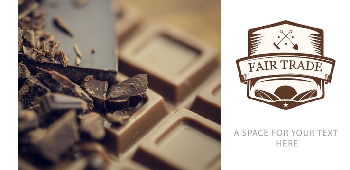 Fair Trade graphic against chocolate