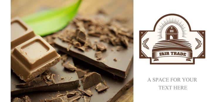 Fair Trade graphic against chocolate