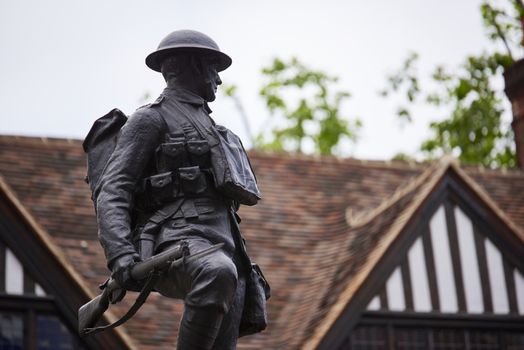 LONDON, UK - JUNE 23: Profile shot of the Royal Fusiliers war memorial, by Albert Toft, in Chancery Lane. June 23, 2015 in London.