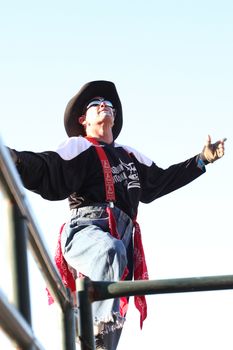 MERRITT, B.C. CANADA - May 30, 2015: Rodeo clown at the 3rd Annual Ty Pozzobon Invitational PBR Event.