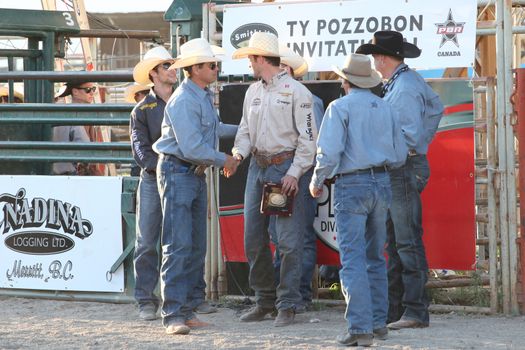 MERRITT, B.C. CANADA - May 30, 2015: Winner of The 3rd Annual Ty Pozzobon Invitational PBR Event.