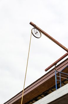 Old pulley in construction site