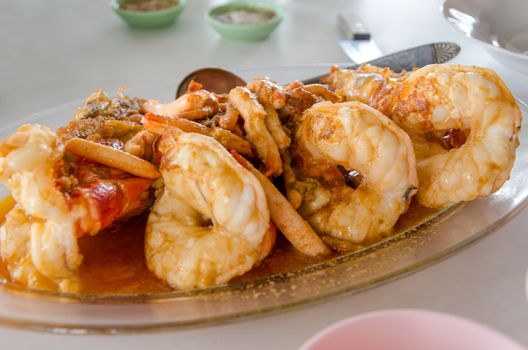 Grilled giant freshwater prawn, Thai food