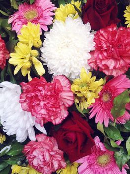 Bouquet of colorful flowers background texture