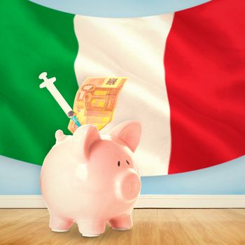 Health insurance concept against digitally generated italian national flag