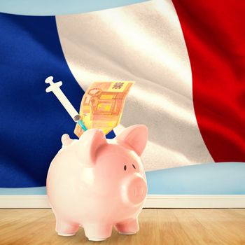 Health insurance concept against digitally generated french national flag