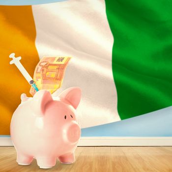 Health insurance concept against ivory coast national flag